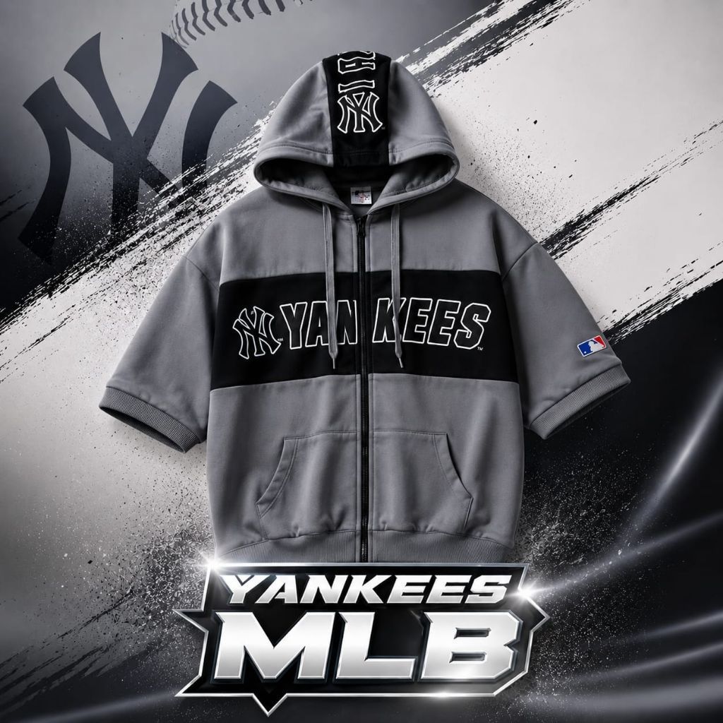 Hoodie Yankees MLB lengan pendek Original