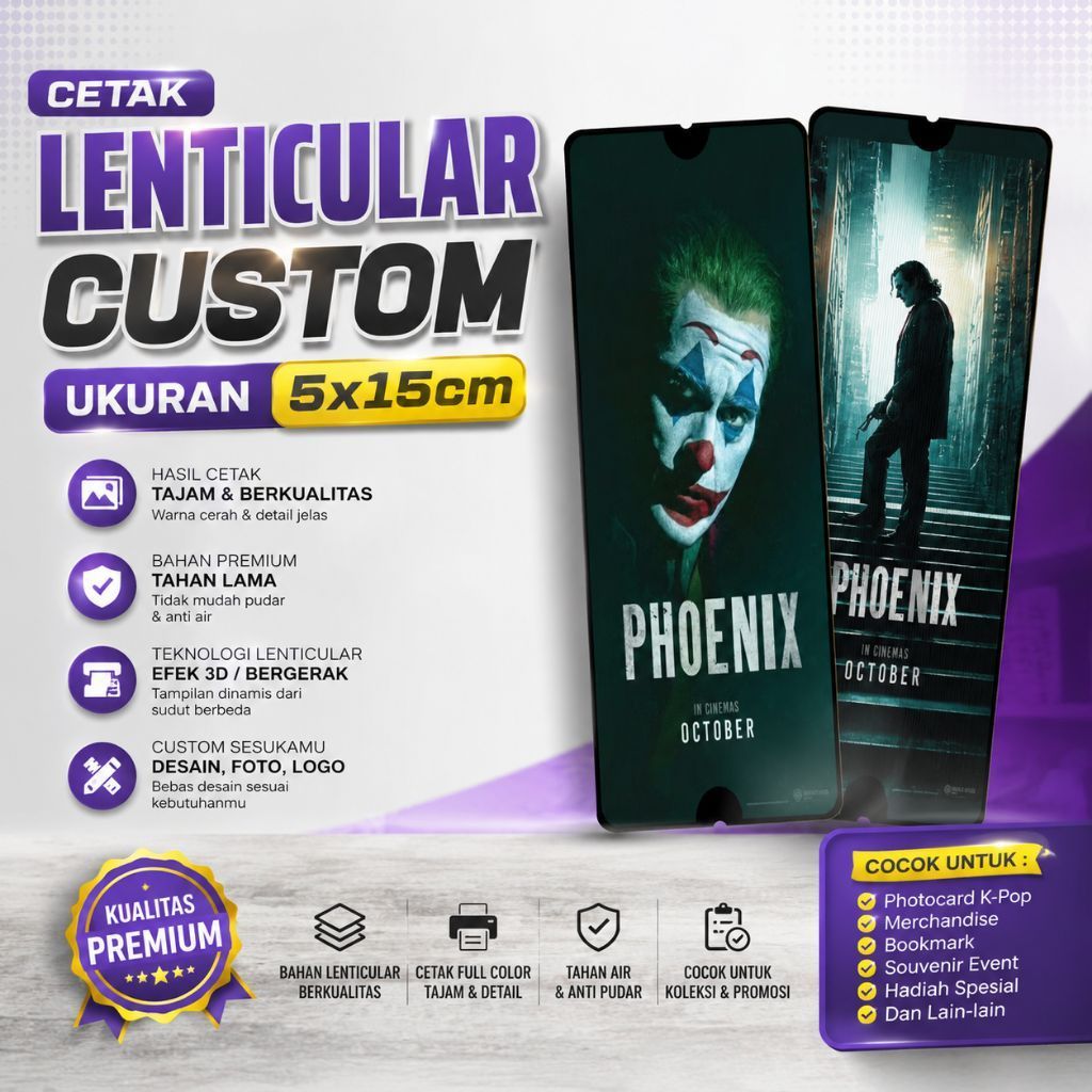 Lenticular Custom Ukuran 5X15cm