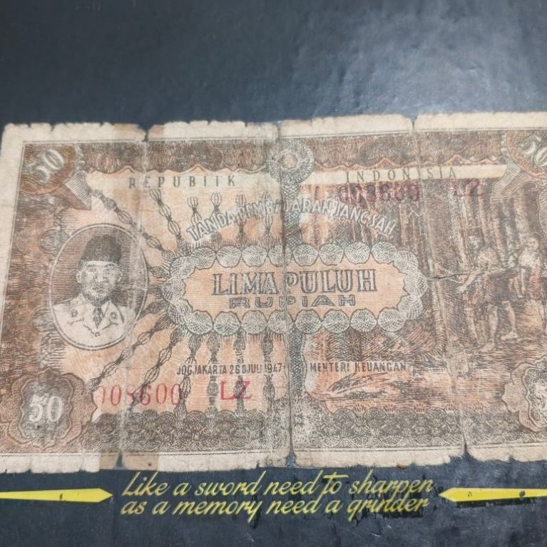 UANG KUNO 50 RUPIAH SOEKARNO SERI ORI TAHUN 1947 LANGKA