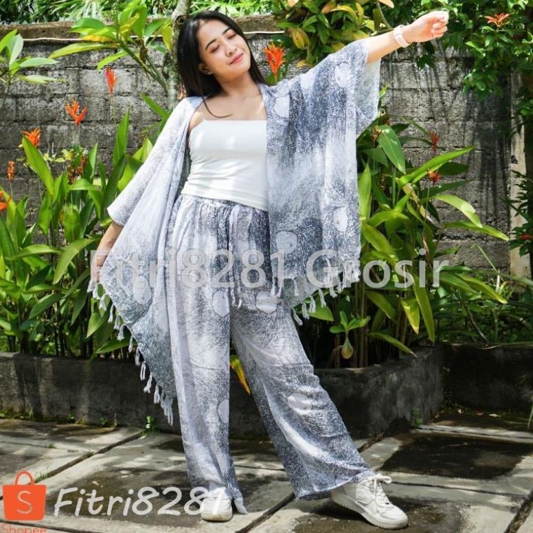 setelan auter/cardigan dan kulot panjang akar bali