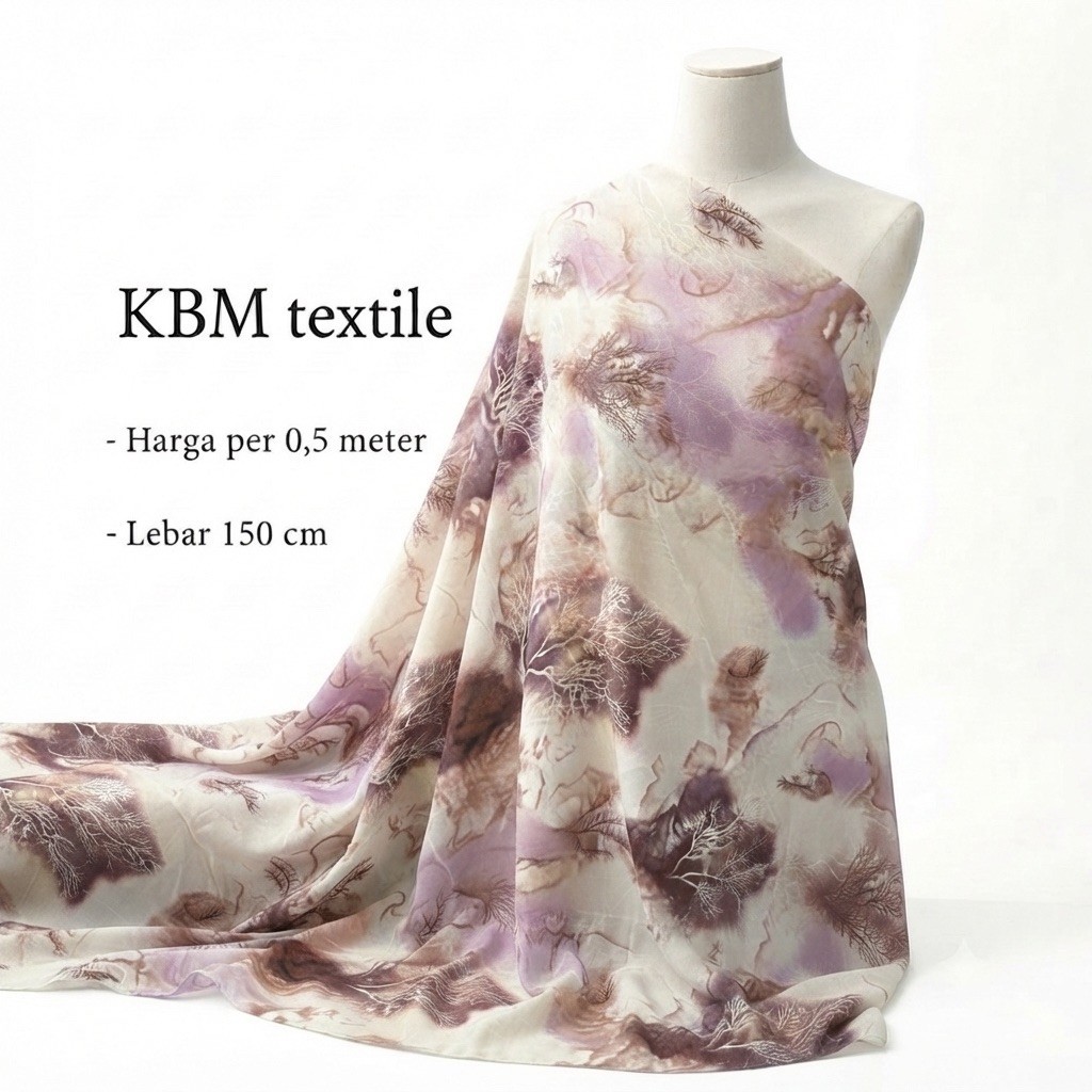 Promo Kain Ceruty Babydoll Motif Bunga Floral Abstract Vibrant - Bahan Dress, Gamis & Outer Premium