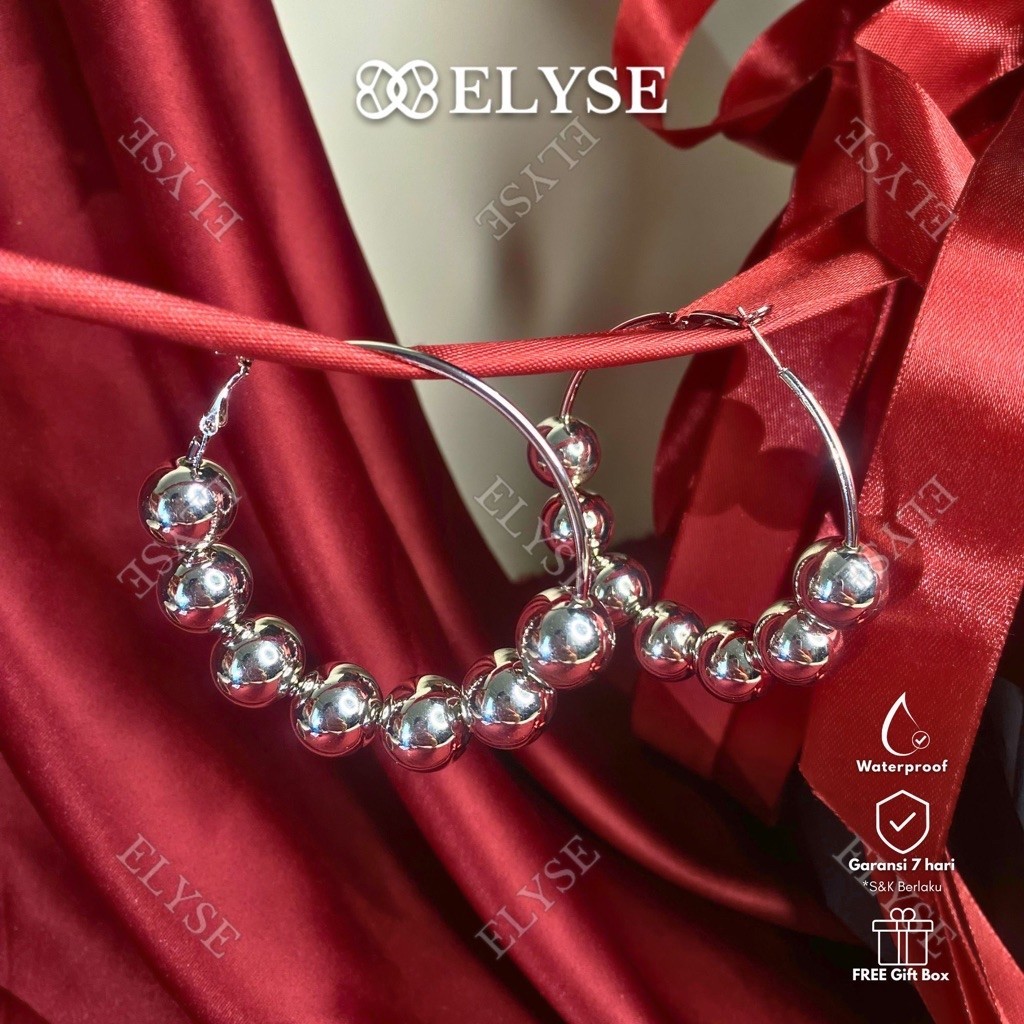 ELYSE - Anting Hoop Besar Silver Anting Unik Wanita Anting Bulat Besar