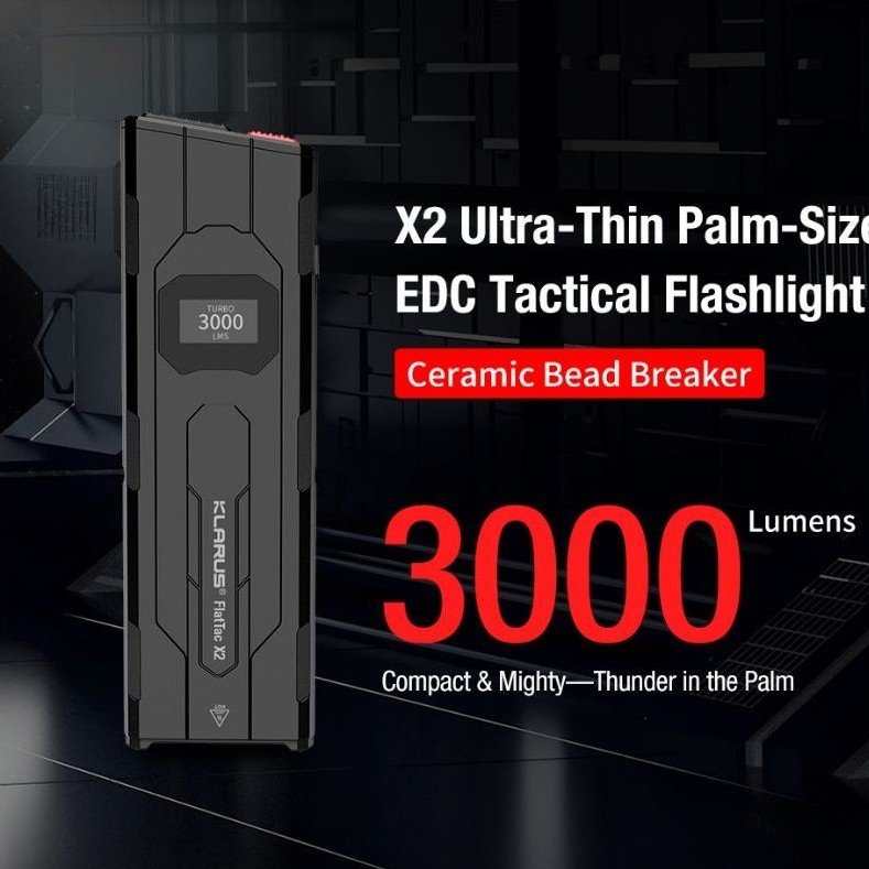 Senter Klarus FlatTac X2 Profesional EDC Flashlight 3000Lumens Ultra Thin