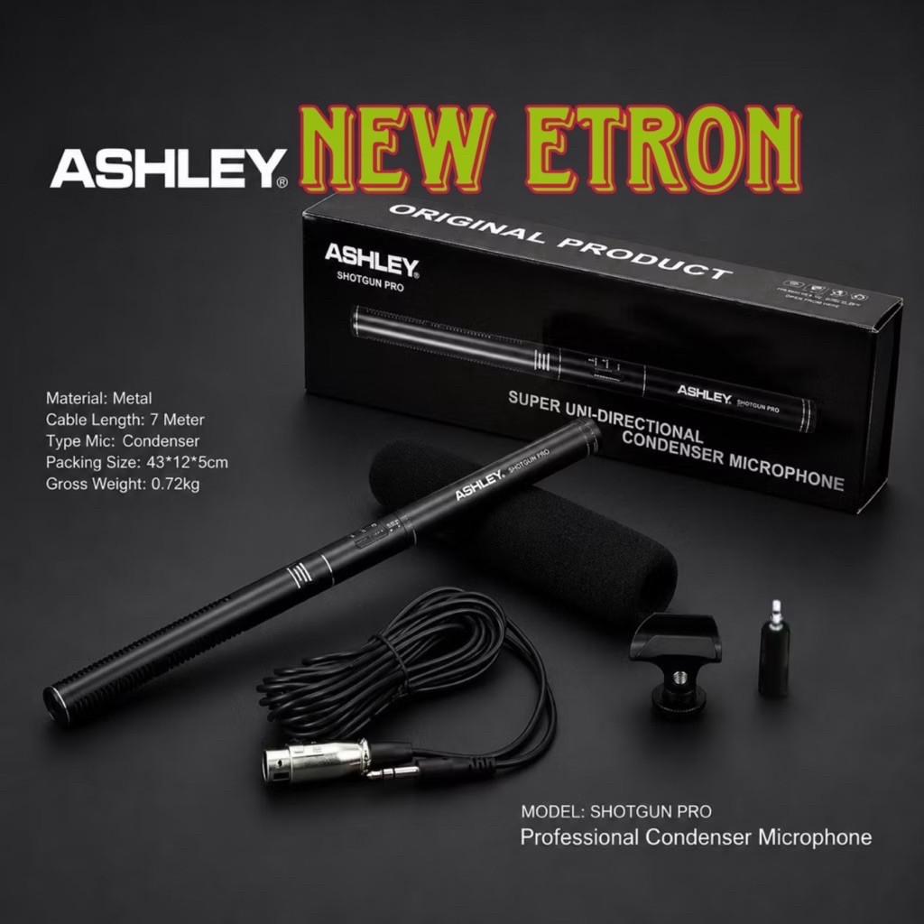 Microphone Kabel Condenser Ashley Shotgun Pro Original CONDENSOR Microphone