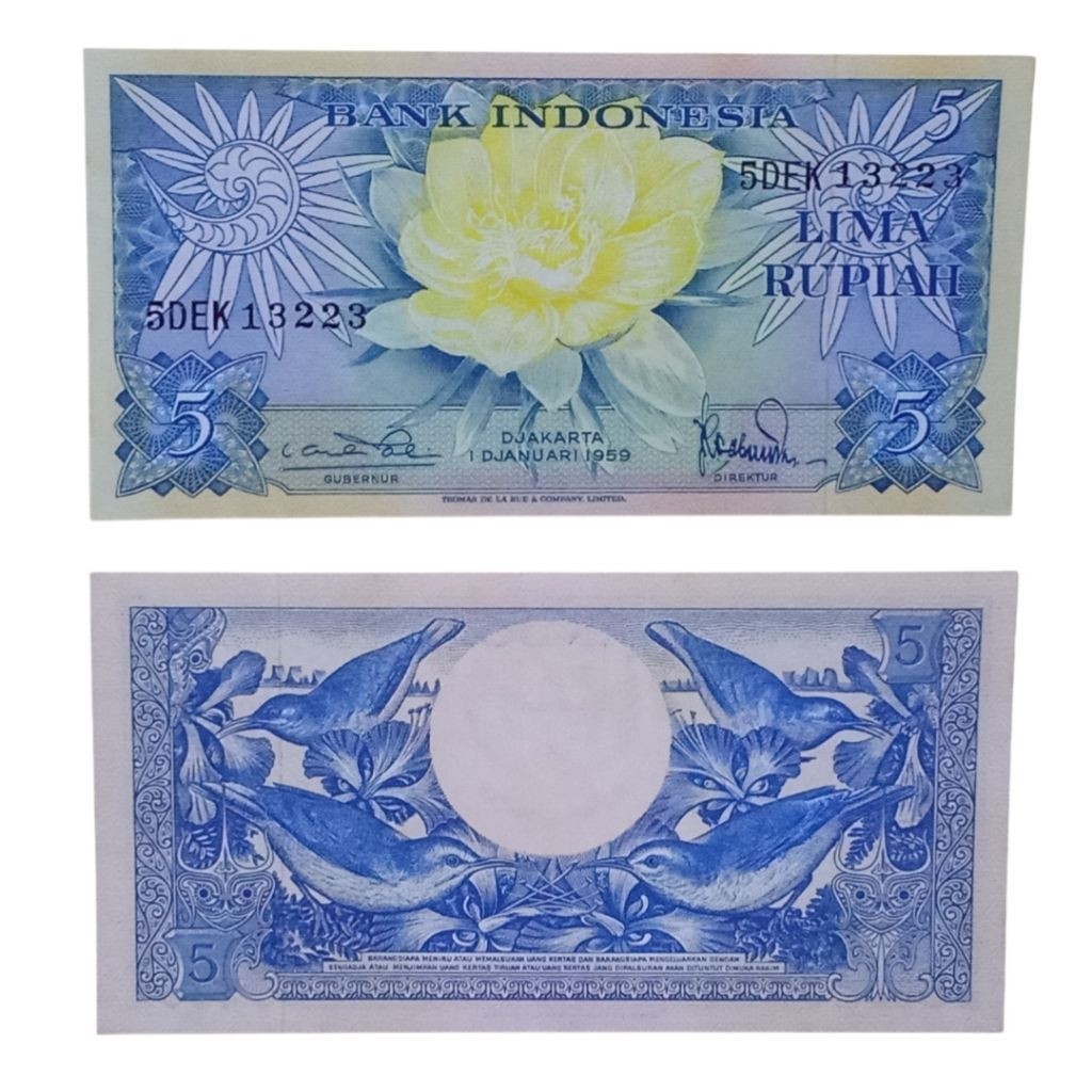 Uang Kuno Indonesia 5 Rupiah 1959 seri Bunga, UNC