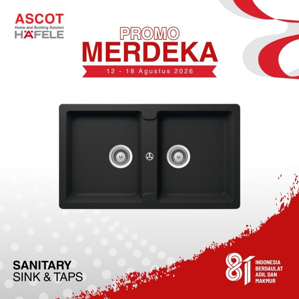 Hafele Kitchen Granite Sink Alpsee Medan Hitam Bak Cuci Piring Washtafel Granit 2 Bowl Granit Quartz