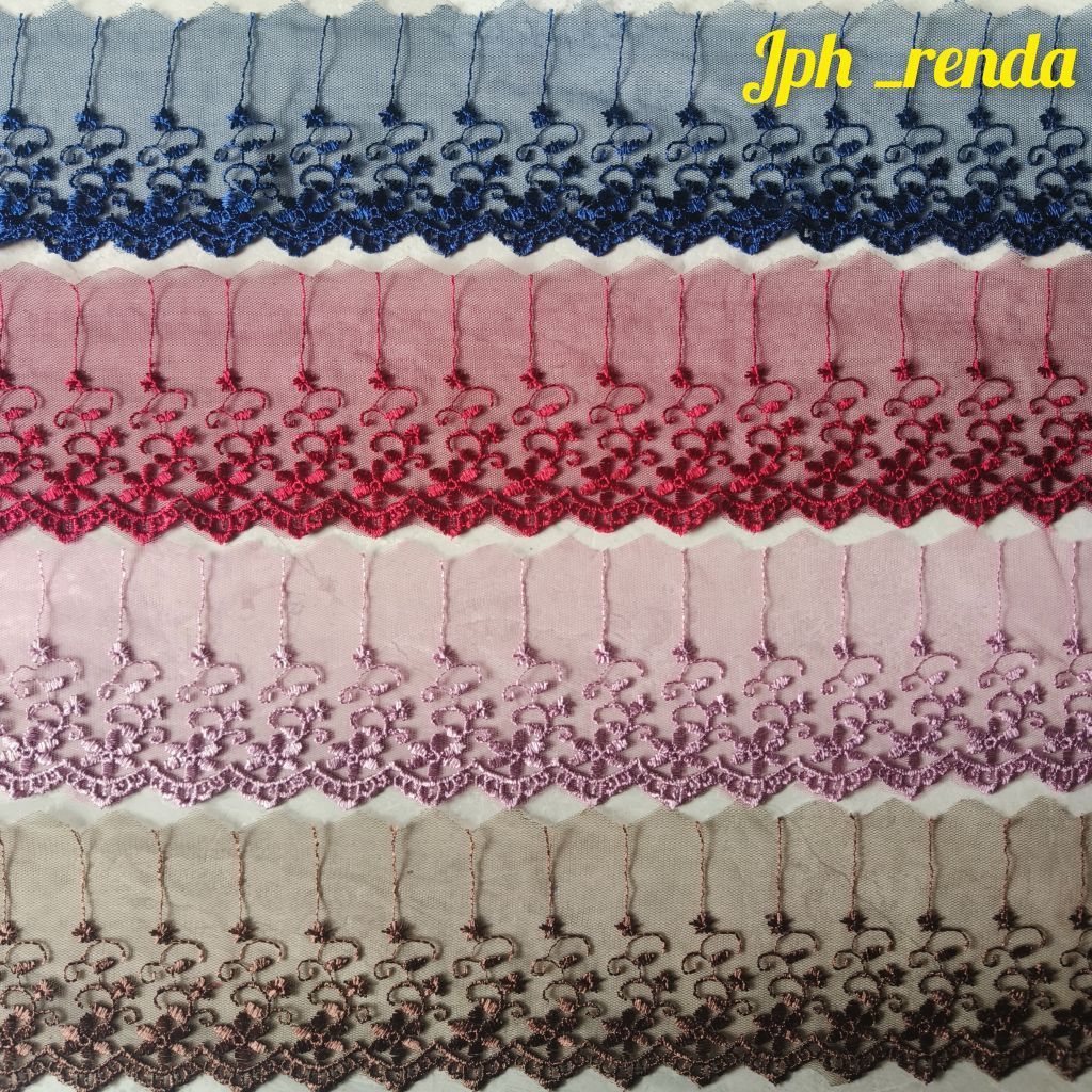 Renda tile/tulle lebar 10cm, renda bordir/air