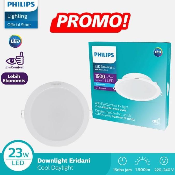 [] Philips Lampu Downlight Eridani LED18 D200 23W 6500K Putih