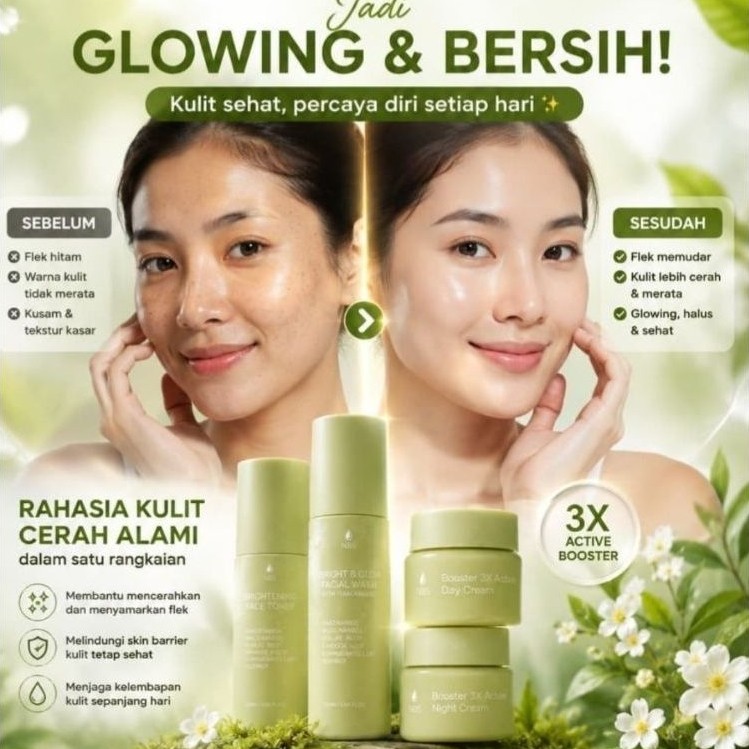 PAKET SKINCARE NBS MACHA 3X ACTIVE BOOSTER KHUSUS FLEK HITAM DAN MENCERAHKAN AMAN UNTUK BUMIL DAN BU