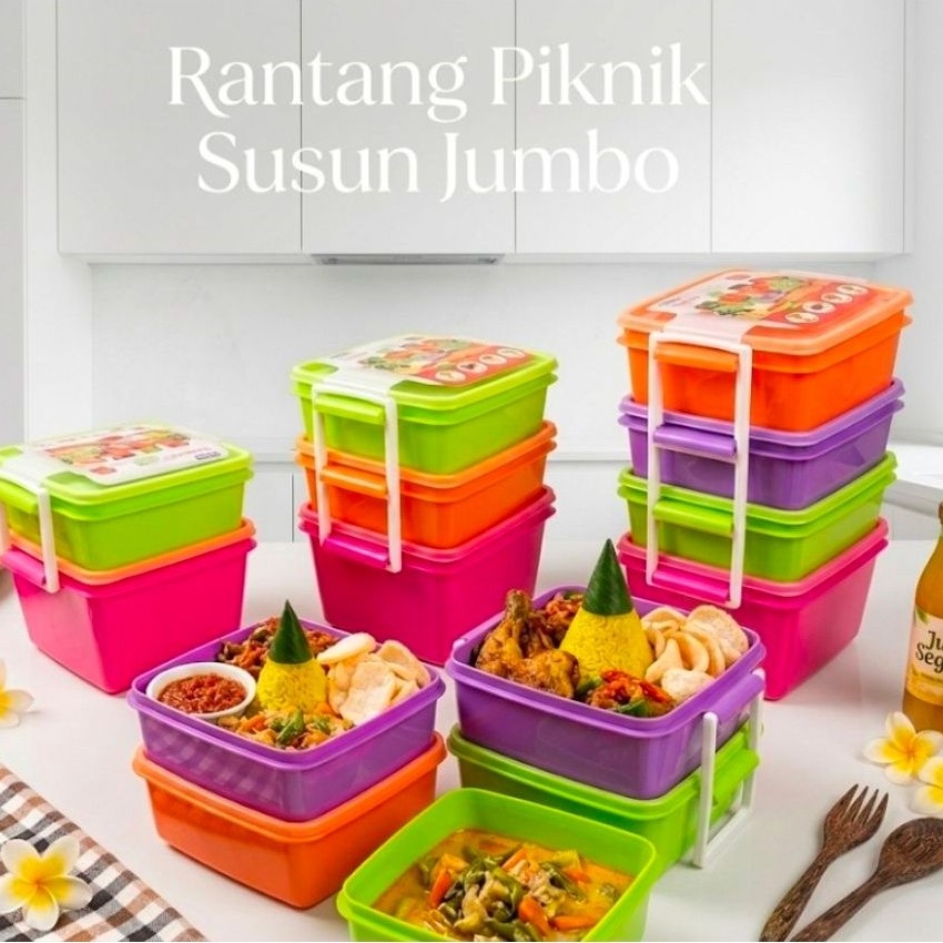 RANTANG PIKNIK ORI SUSUN JUMBO PLASTIK TEBAL BEKAL MAKANAN