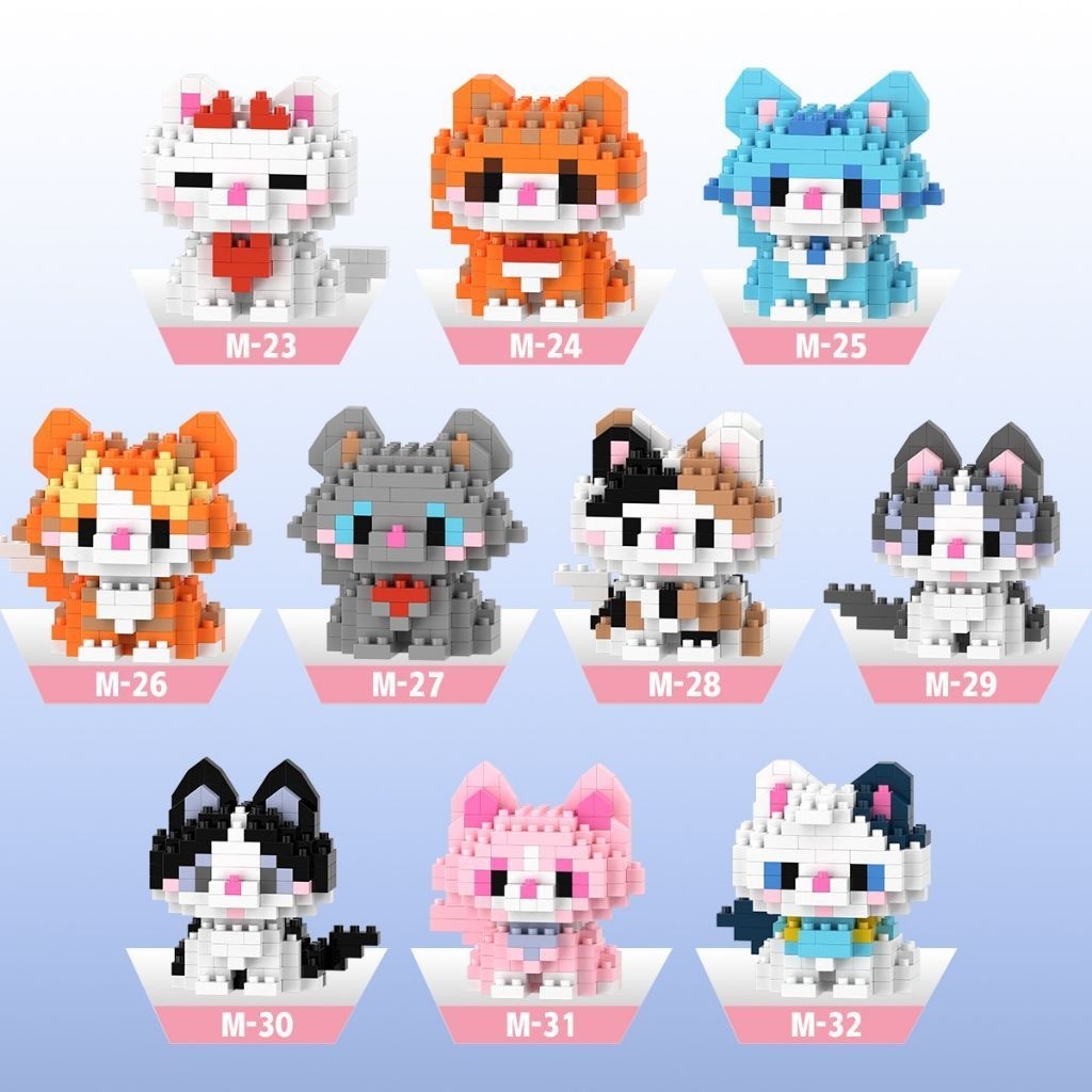 Mini Building Blocks Kucing Lucu 3D – Nano Block Cute Cat | Bricks DIY Mainan Susun