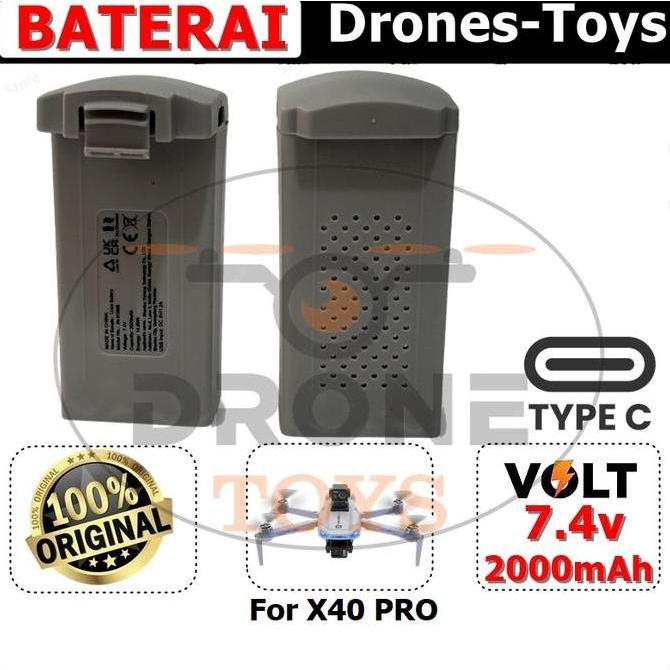 TERMURAH - Battery Drone JJRC X40 PRO Batre 7.4V 2000mAh Original Baterai Drone