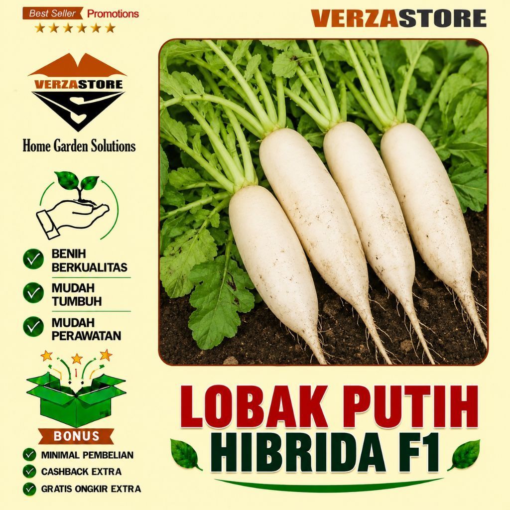 10 Biji - Benih Bibit Lobak Putih Hibrida F1