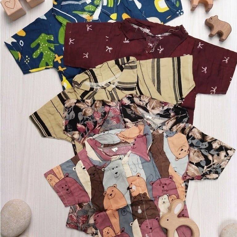 One Set Anak Rayon Premium Setelan Baju Kemeja Anak Cewe Cowo Motif Lucu Pajamas Pyjamas Piyama Anak