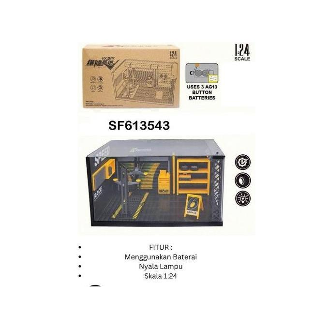 Diorama Bengkel Akrilik Tempat Pajangan Diecast Mobil