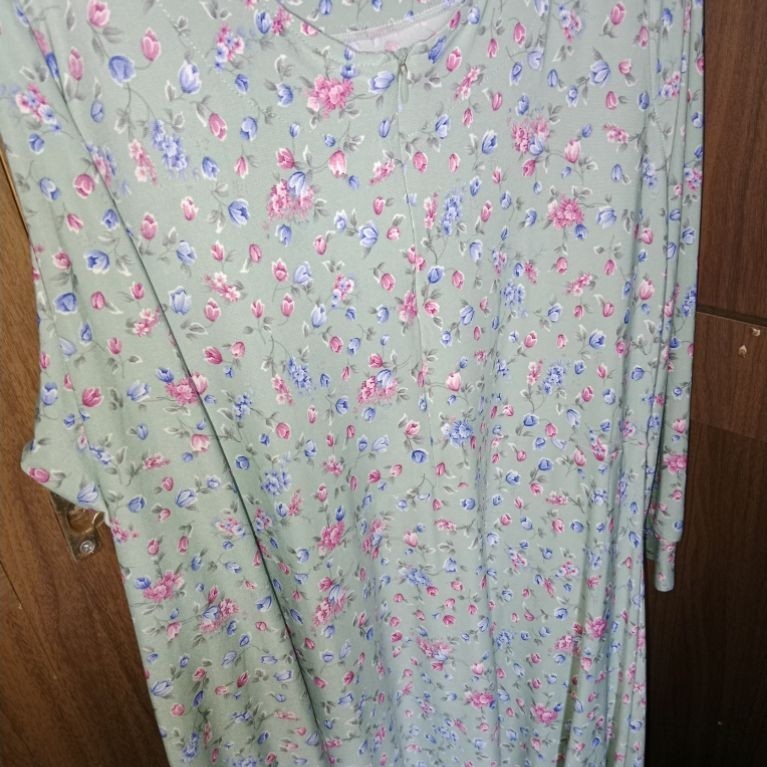 Gamis Floral Sage Green Premium | Preloved Like New | Dress Muslim Motif Bunga Elegan