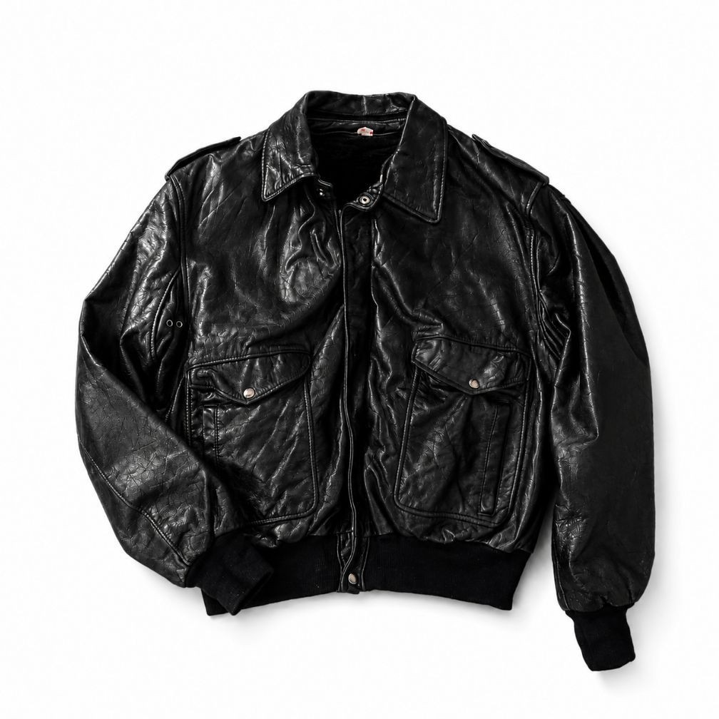 Vintage 60's Leather Bomber Jacket 100% Kulit
