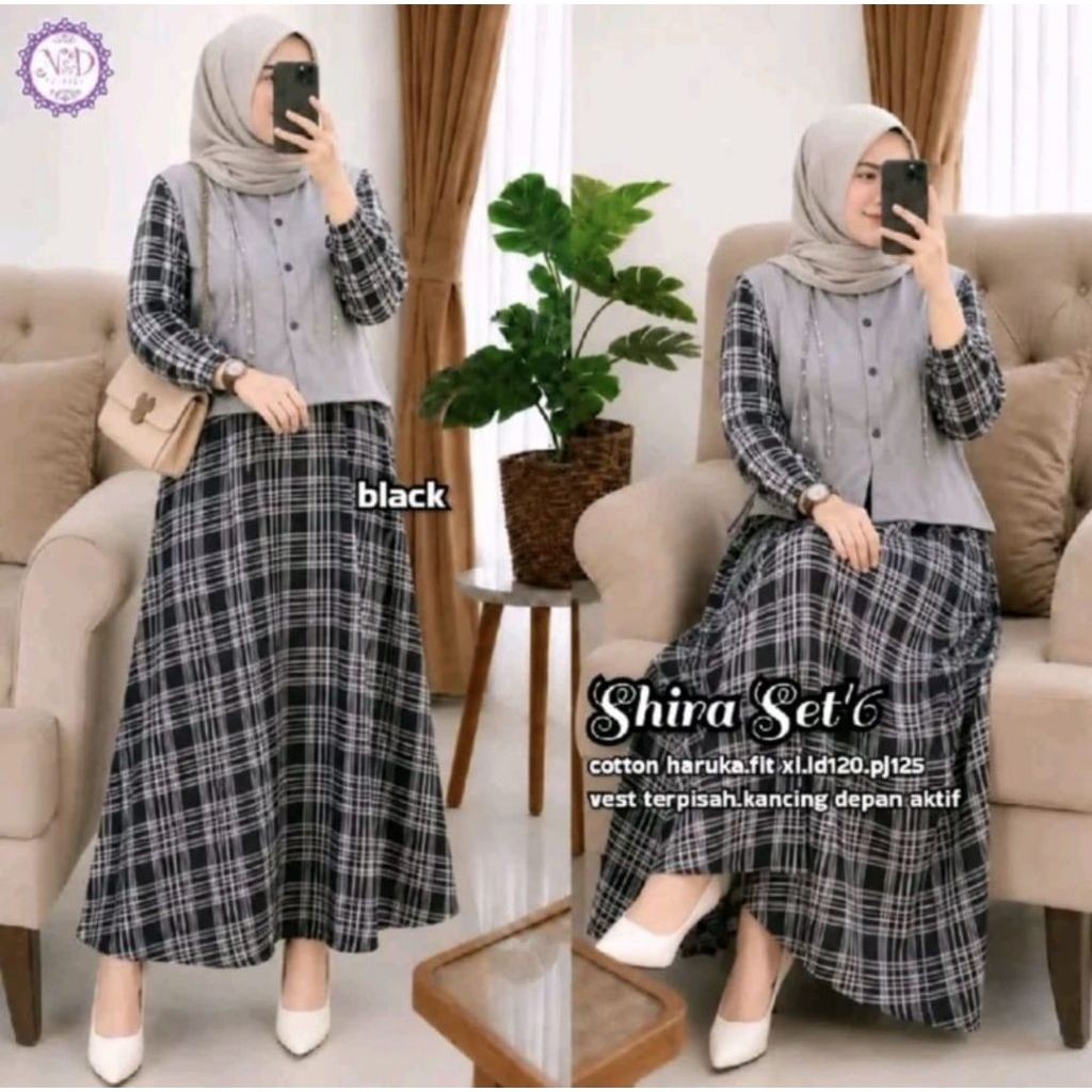 SHIRA SET#6 KEKINIAN MIDI DRESS SET ROMPI TERPISAH