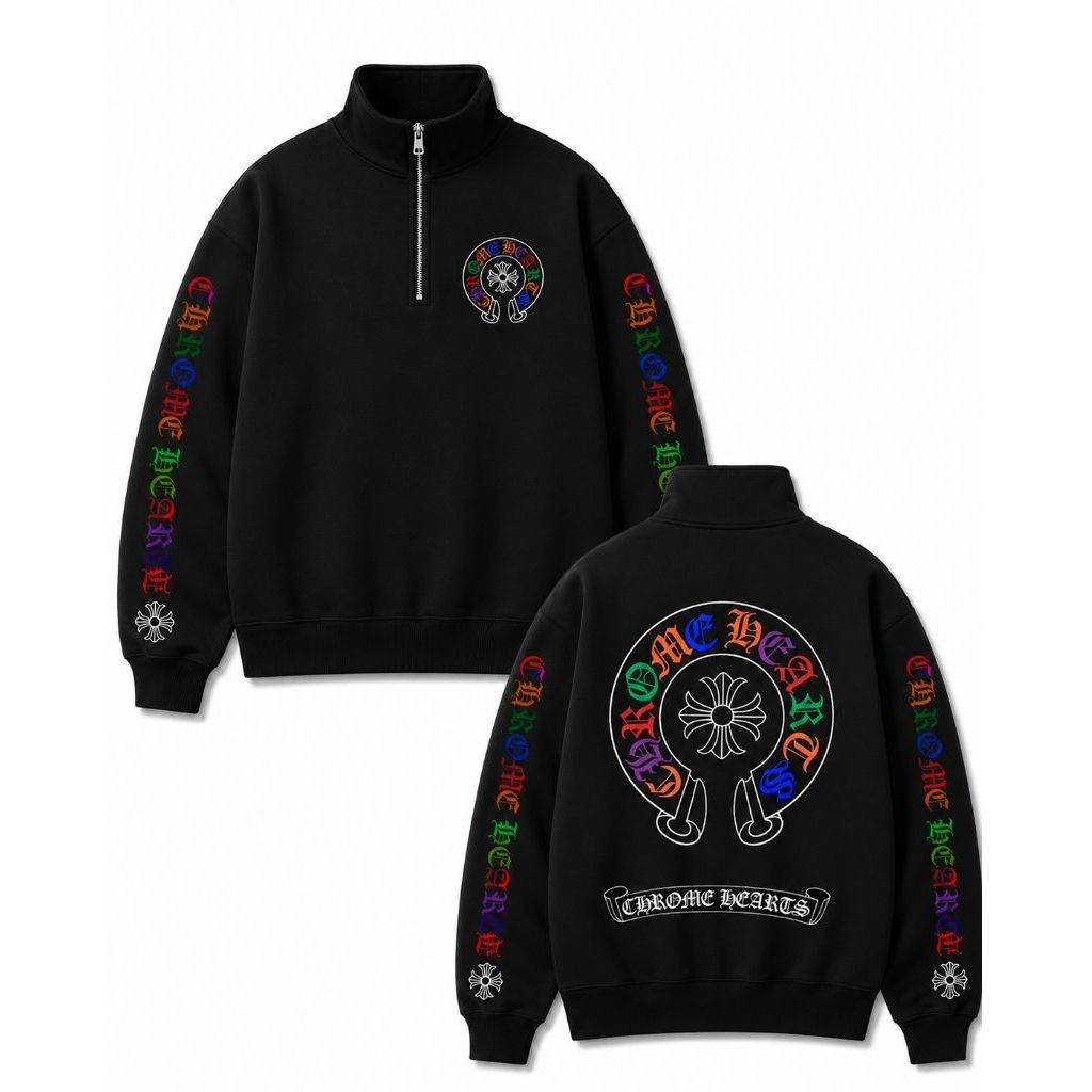 Jaket Half zipper Chrome Hearts Banyak pareasinya Half zipper unisex