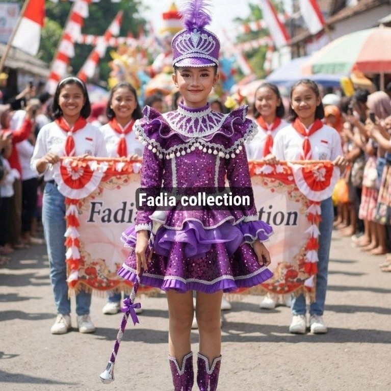 Baju Mayoret Geber Krinolin/Baju Mayoret Sequin Geber/Baju Mayoret Ungu/Baju Mayoret Wanita/Mayoret 