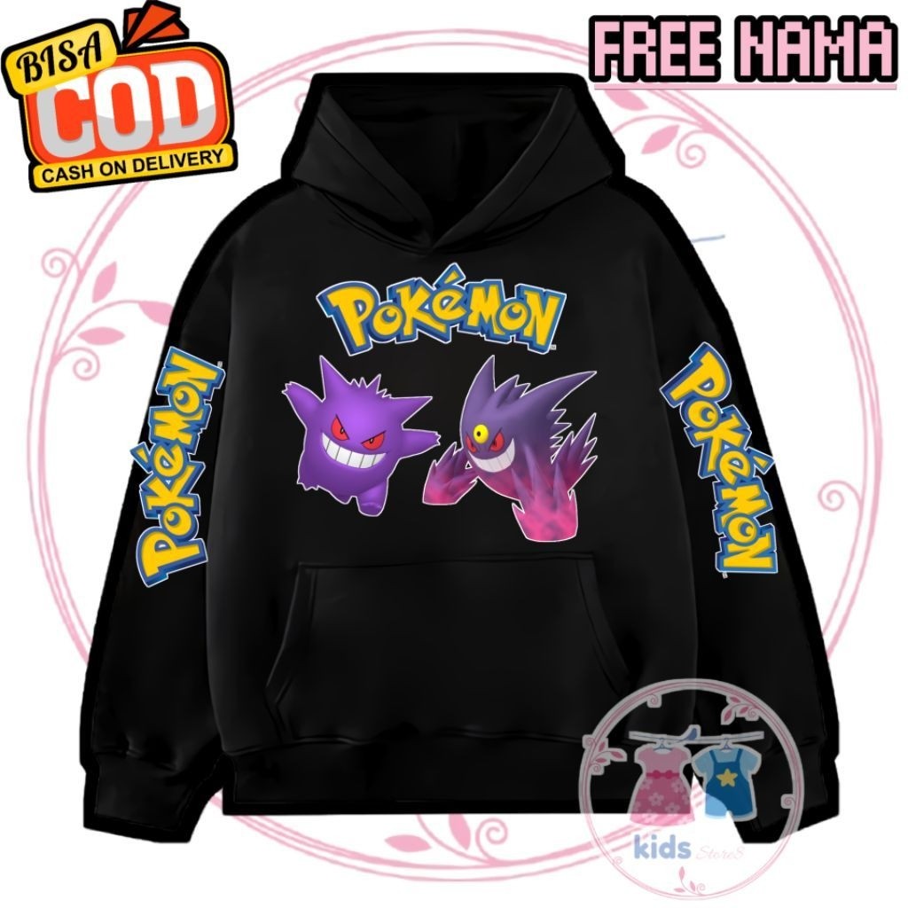 Hoodie Anak Laki-laki Jaket Anak Pokemon legendary Jaket Hoodie Anak POKEMON Gengar - UNISEX - Free 