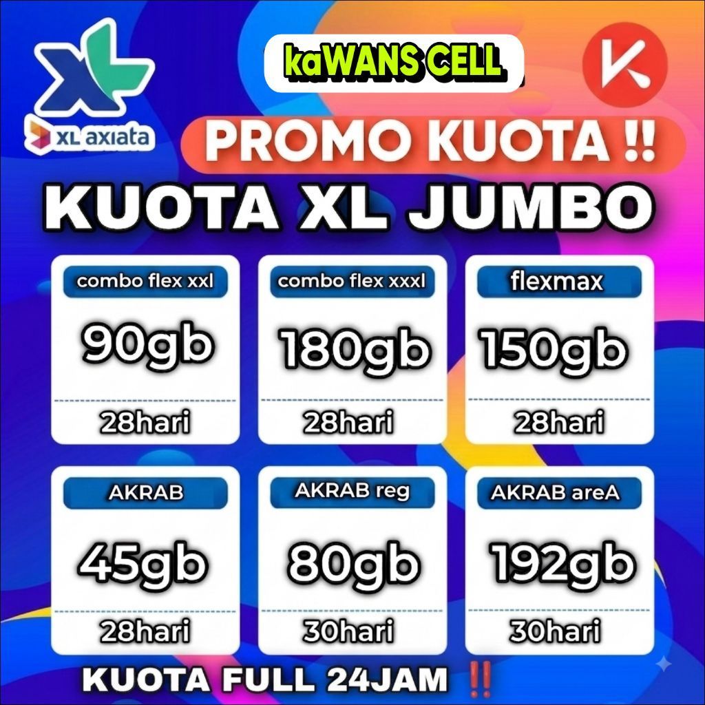 paket kuota internet XL jumbo - Kuota XL 234GB UTAMA + LOKAL, Gratis Bonus Kuota Lokal, Masa Aktif 3