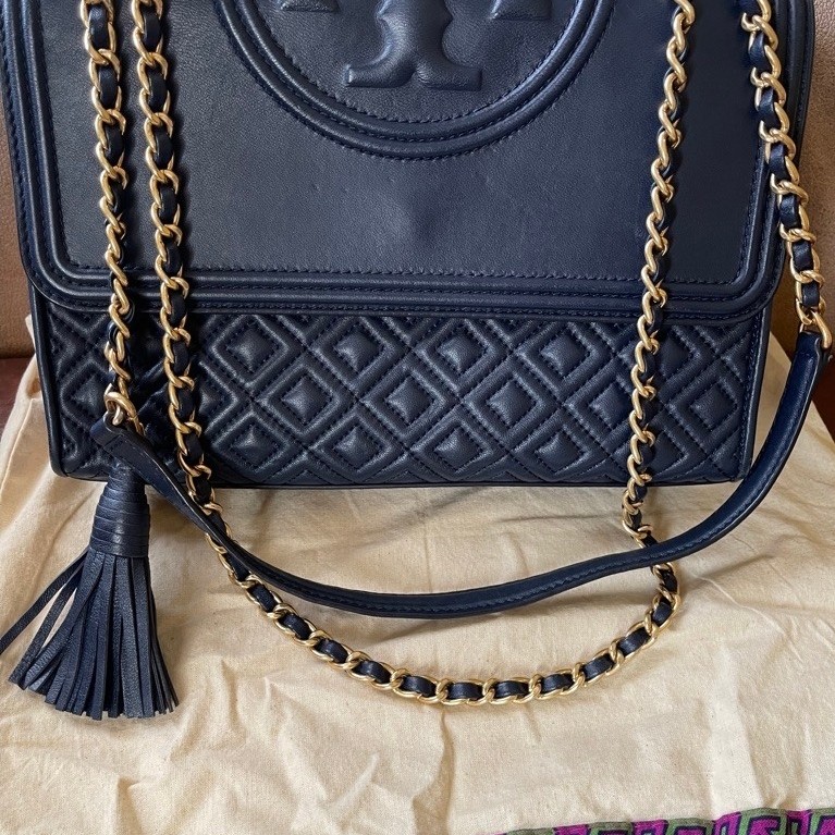 preloved tory burch fleming navy