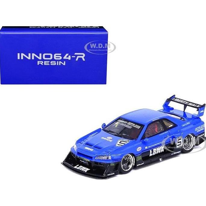 IN64R-ER34-BLU Inno64 Nissan Skyline LBWK ER34 Silhouette Blue Resin