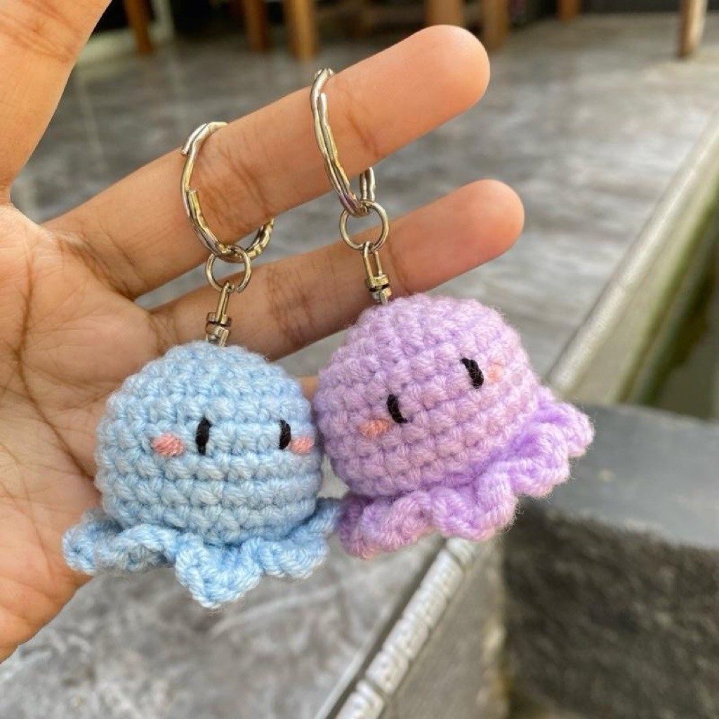 Keychain octopus/Amigurumi octopus/Crochet Mini Octopus/Bagcharm octopus/Gurita Rajut