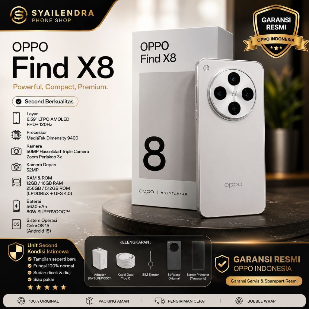OPPO FIND X8 12/256GB SECOND ORIGINAL RESMI INDONESIA