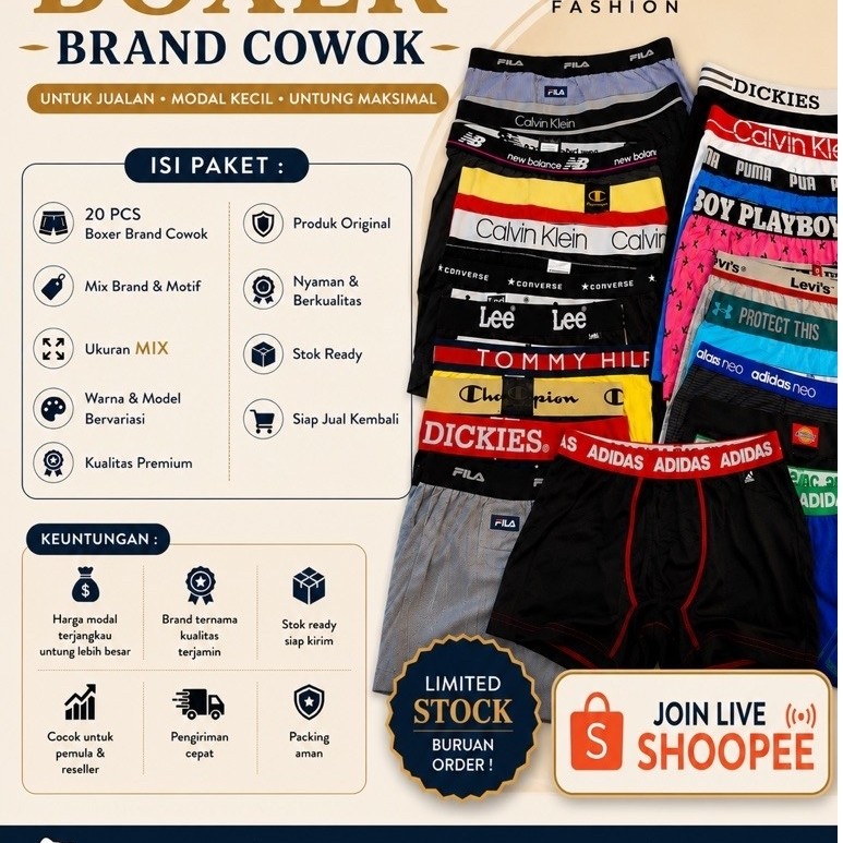 Paket Usaha TH Celana Boxer Cowok