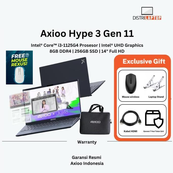 Axioo Hype 3 G11 Intel  Core i3-1125G4 RAM 8GB 256GB SSD 14" Full HD IPS