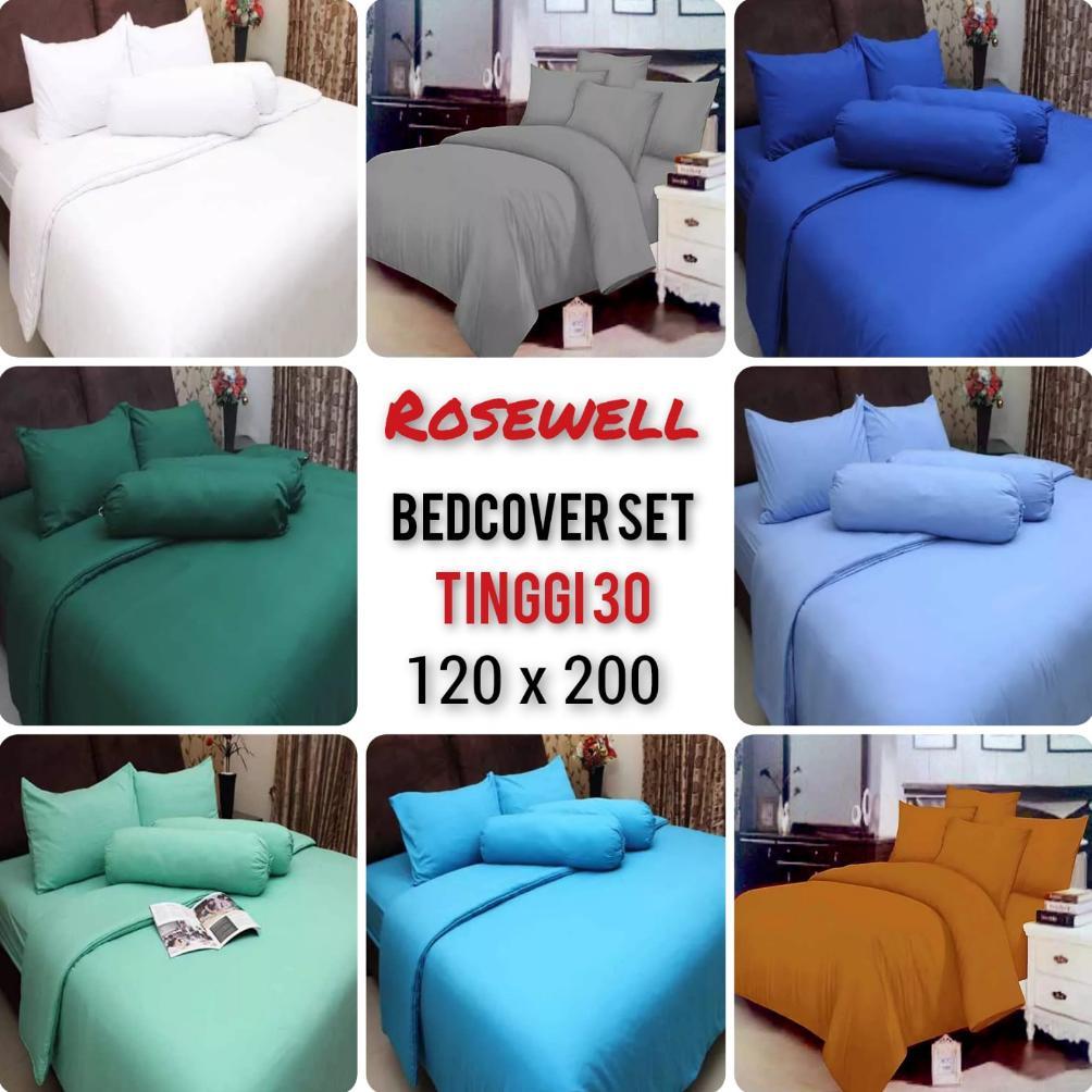 Bedcover Rosewell Set Single Tinggi 30 ukuran sprei 120x200x30 cm Polos Ukuran Bedcover 150x200 cm