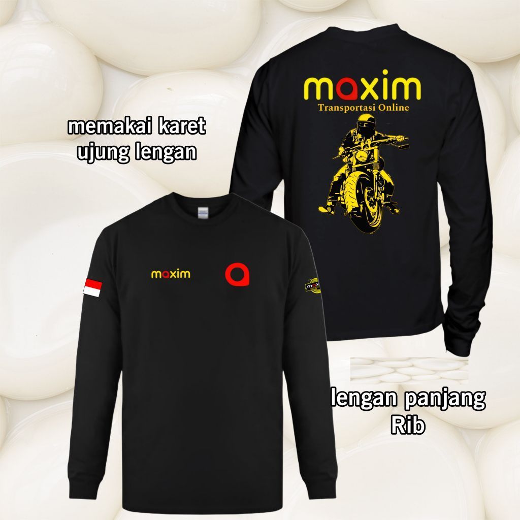 Kaos lengan panjang ojek online Maxim/kaos sablon DTF pria wanita