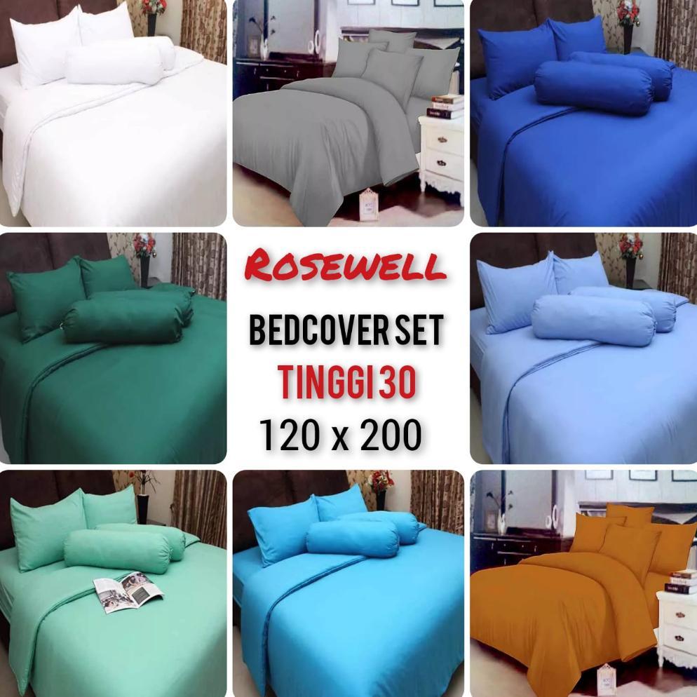 Bedcover Rosewell Set Single Tinggi 30 ukuran sprei 120x200x30 cm Polos Ukuran Bedcover 150x200 cm