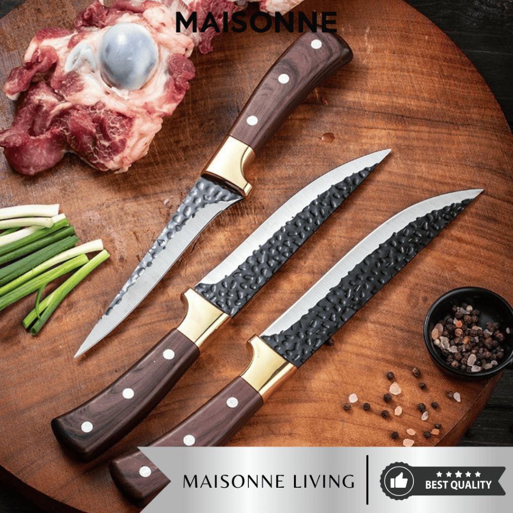 [NEW] MAISONNE Pisau Dapur Premium Daging & Fillet Baja Tahan Karat - Pisau Mongolia & Chef Knife Se