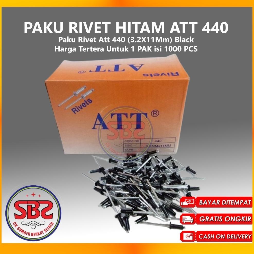ATT Paku Rivet 435, 440 dan 550 HITAM 1 Box Isi 1000pcs HITAM - Paku Rivet Hitam / Black