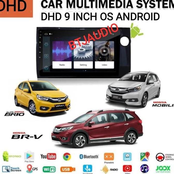 HEAD UNIT TAPE TV MOBIL ANDROID MERK ORCA/DHD/SKELETON UNTUK HONDA MOBILIO BRIO BRV LAYAR 9 INCH BTJ