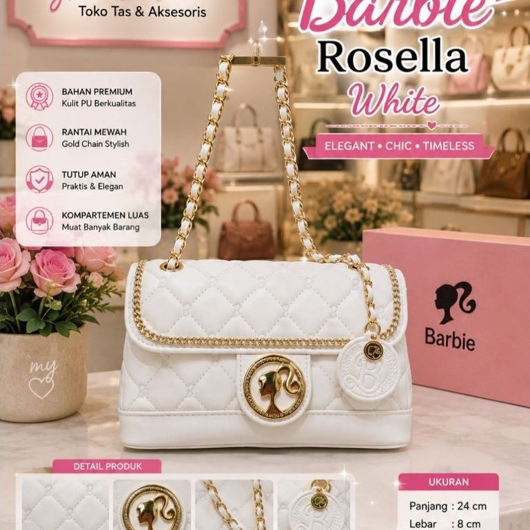 NEW TAS ORI BARBIE ROSELLA WHITE