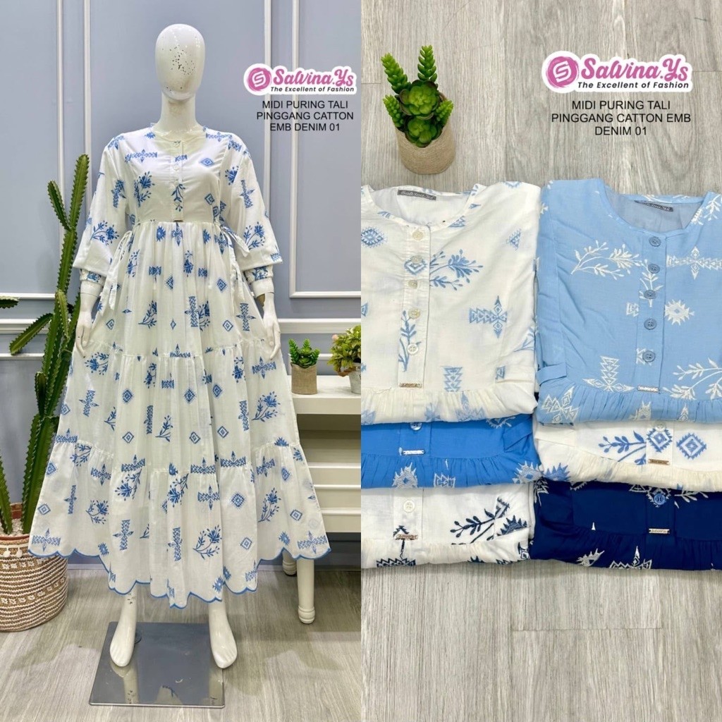 midi dress salvina bordir terbaru