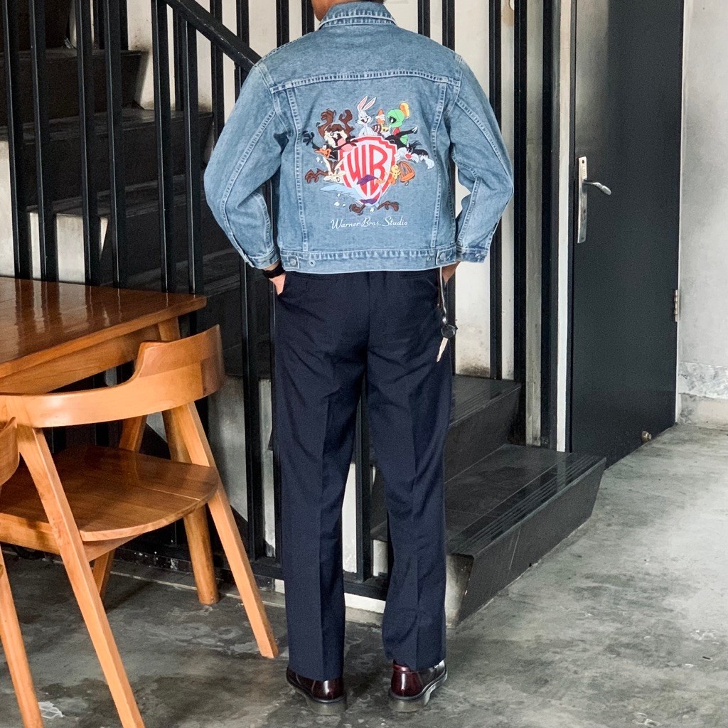 Vintage 90s Destressed Warner Bros Denim Jacket