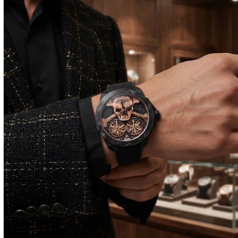 JAM TANGAN PRIA FASHION JACOB & CO SKULL TOURBILLONS