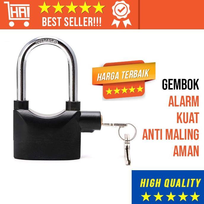 GEMBOK ALARM KUNCI PAGAR ANTI MALING RING PENDEK GEMBOK PENGAMAN RUMAH BUNYI NYARING GEMBOK ALARM