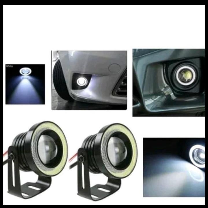 GRATIS ONGKIR UNIVERSAL FOG LAMP ENGEL EYES LED PUTIH 89 MM NEW AVANZA 