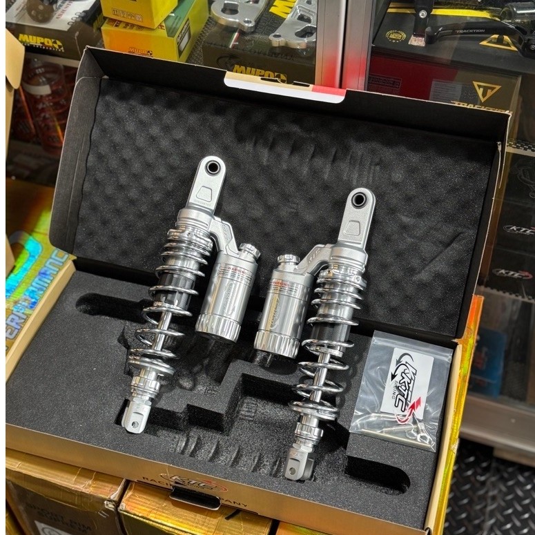 SHOCK KTC EXTREME N MAX 335mm silver crome 2 klik atas bawah bisa juga buat motor pcx 160 yamaha lex