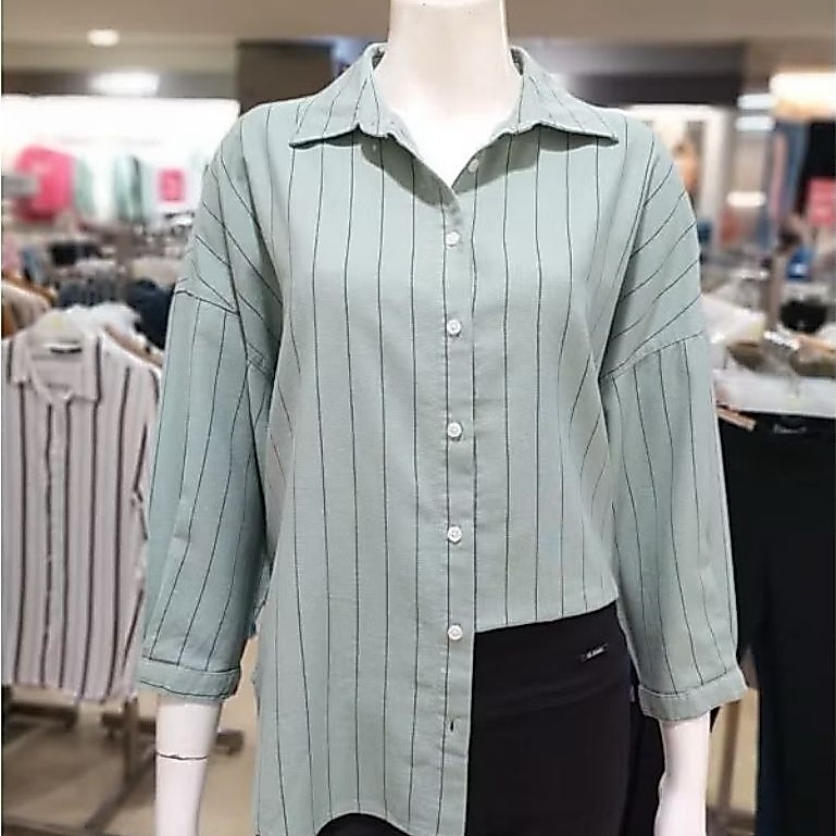 C2 OUTFITTERS Kemeja Green Garis2  Original