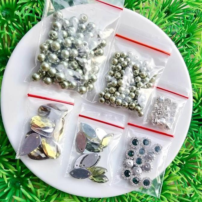 Craft- Payet Kristal Jahit Set Aneka Motif Mani Bahan Rangkai Set Bunga Manik Diamond Manik Tempel K