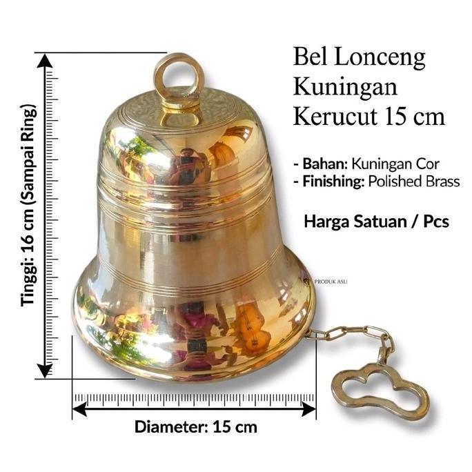 Bel Lonceng Pintu Rumah Kuningan Antik Kerucut Warna Kuning 15 cm 1 Pcs Finishing Polished Brass Ele