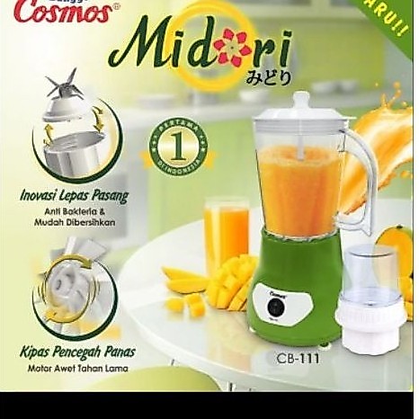 Blender Plastik Cosmos CB-111 1 Liter 380 Watt - Pisau Stainless Steel, Dry Mill, Thermostat Overhea