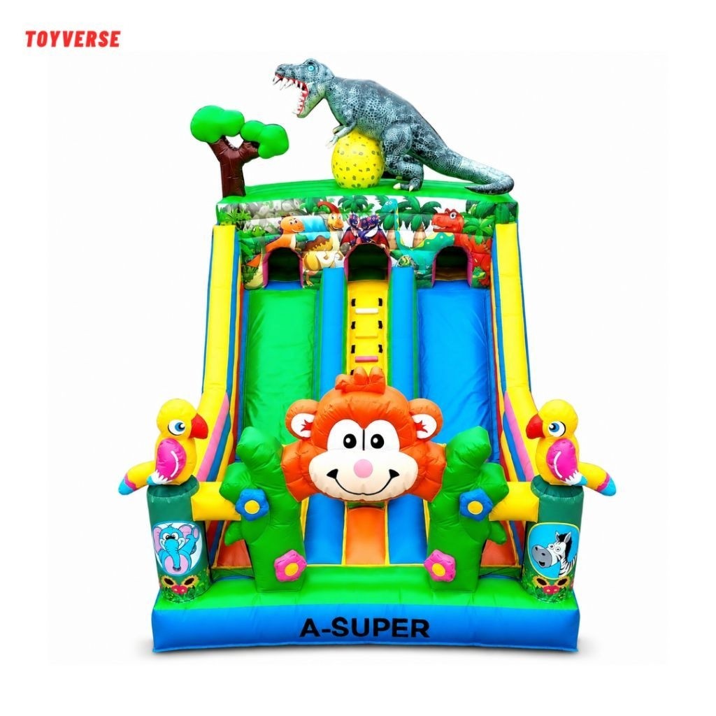 Istana Balon 4x6 Tema Dinosaurus Jungle | Inflatable Playground Anak | Wahana Bermain Anak